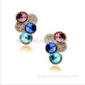 Colorful round crystal earring hanging piercing earring charm cross earring girls alloy earring stud(EA80026)